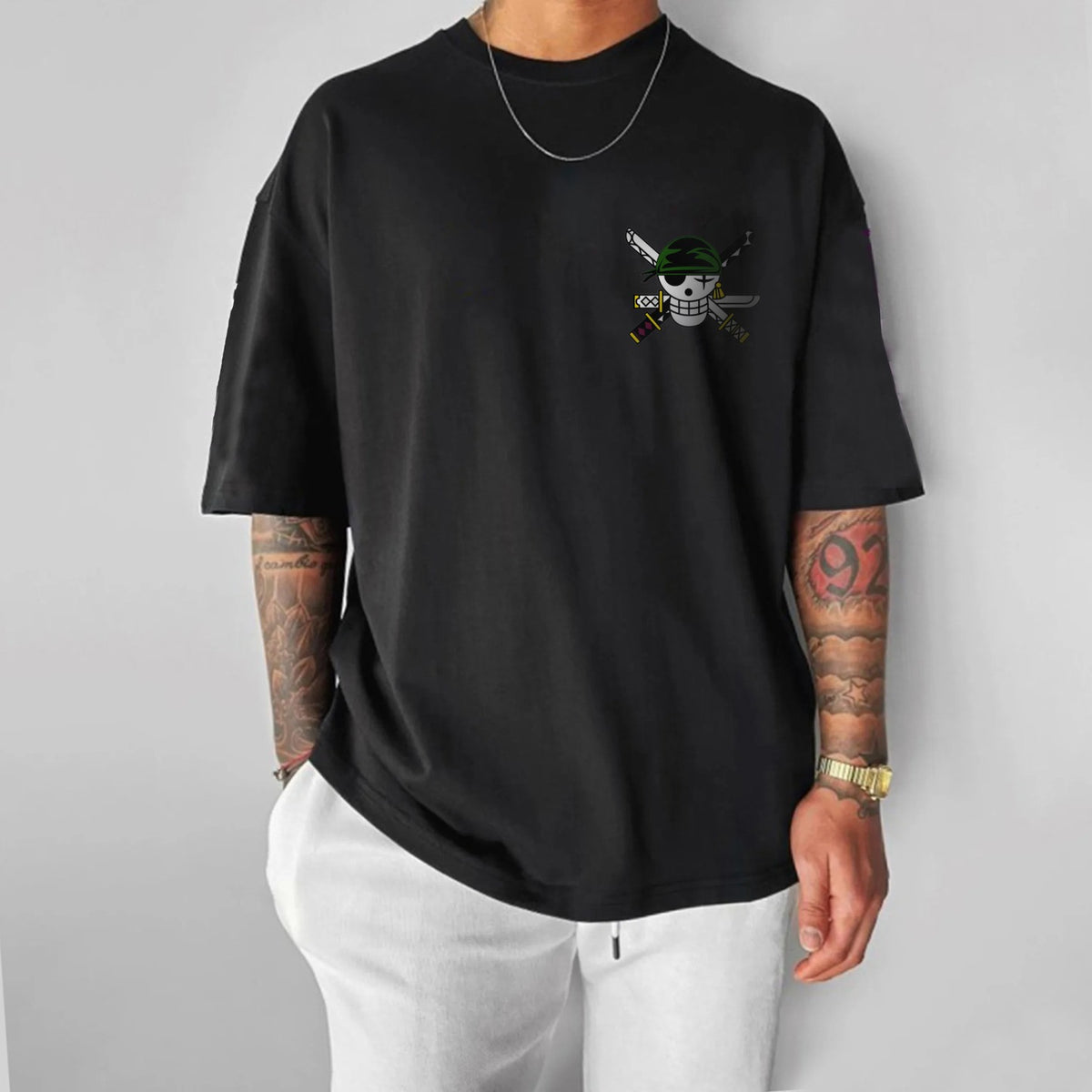 Camiseta Oversized Streetwear Roronoa Zoro Haki do Rei
