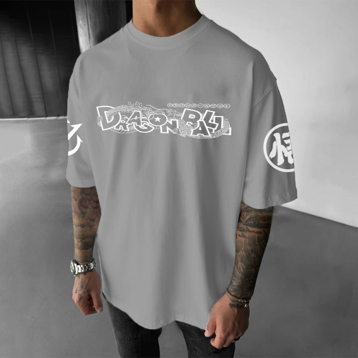 Camiseta Oversized Streetwear Goku Super Saiyajin Cinza