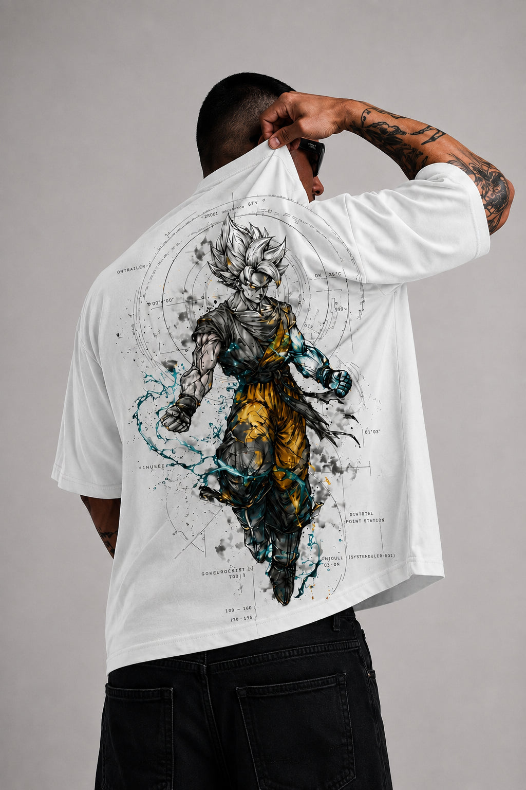 Camiseta Oversized Masculina Cyber Warrior Branca