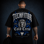 Camiseta Oversized Masculina Techfitbr Cold Crew Lion Premium Streetwear Preta