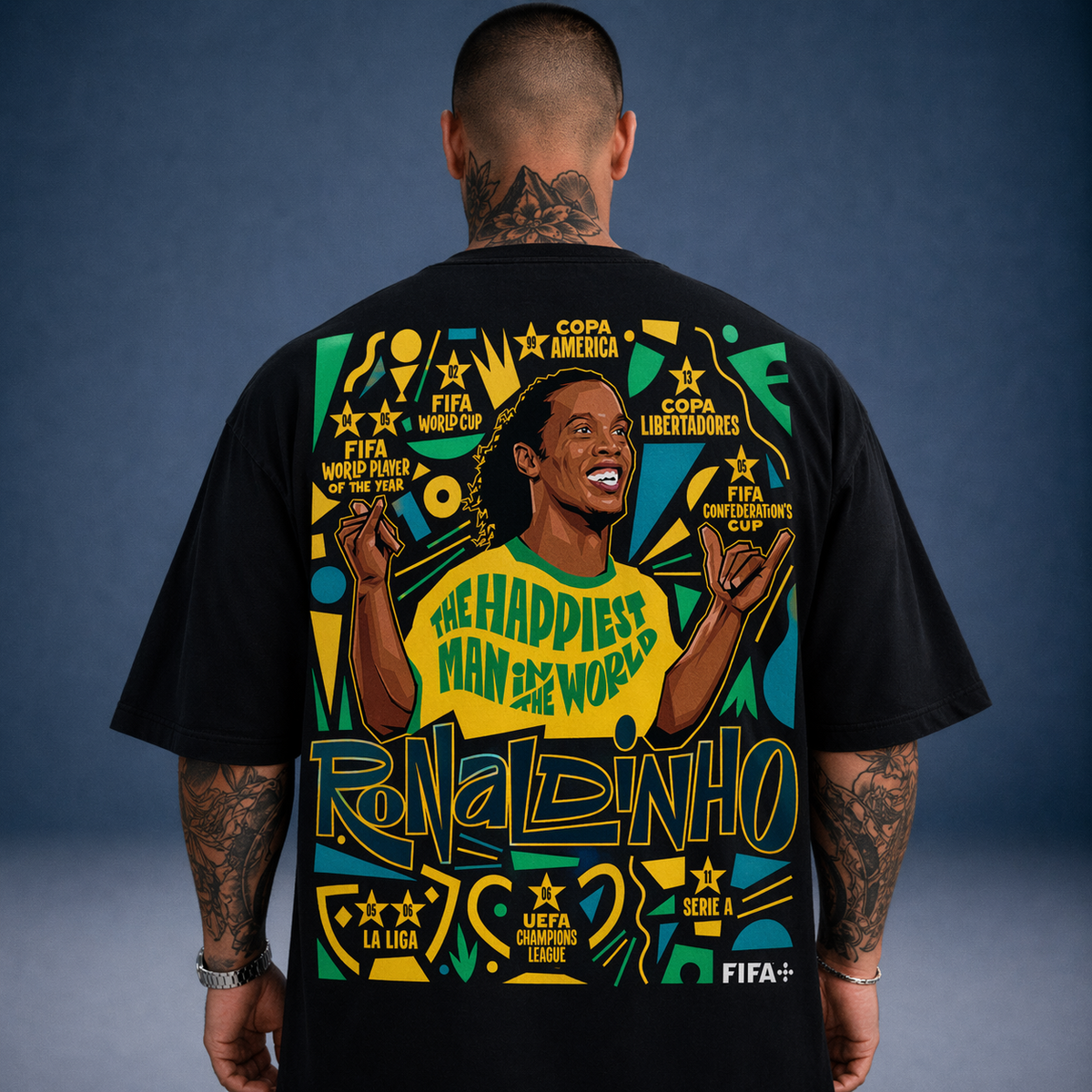 Camiseta Oversized Ronaldinho Gaúcho R10 Preta