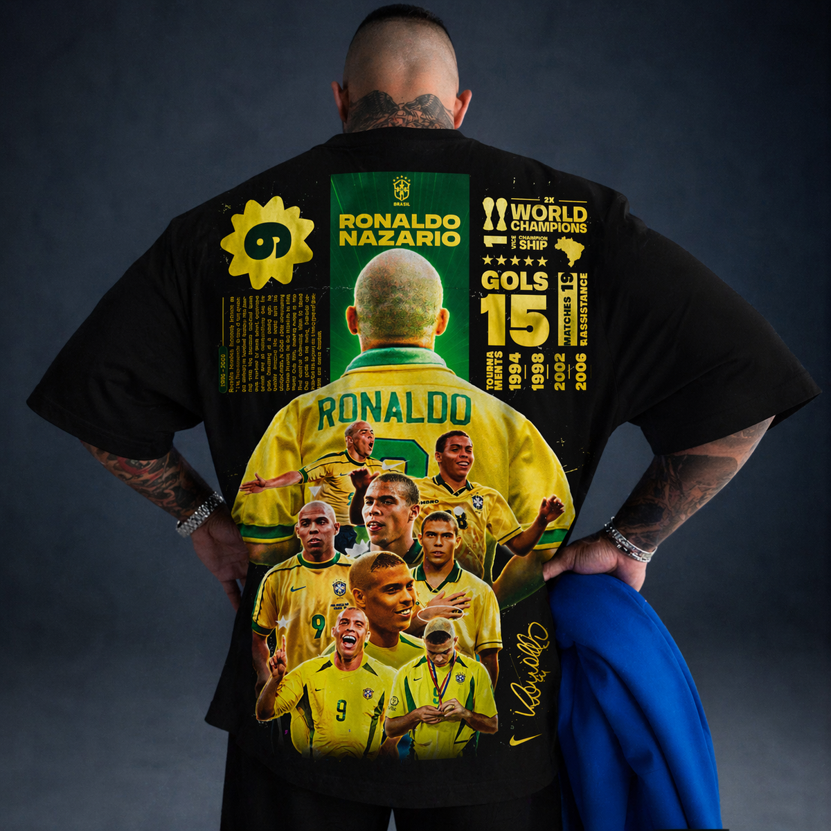 Camiseta Oversized Ronaldo Nazário Preta
