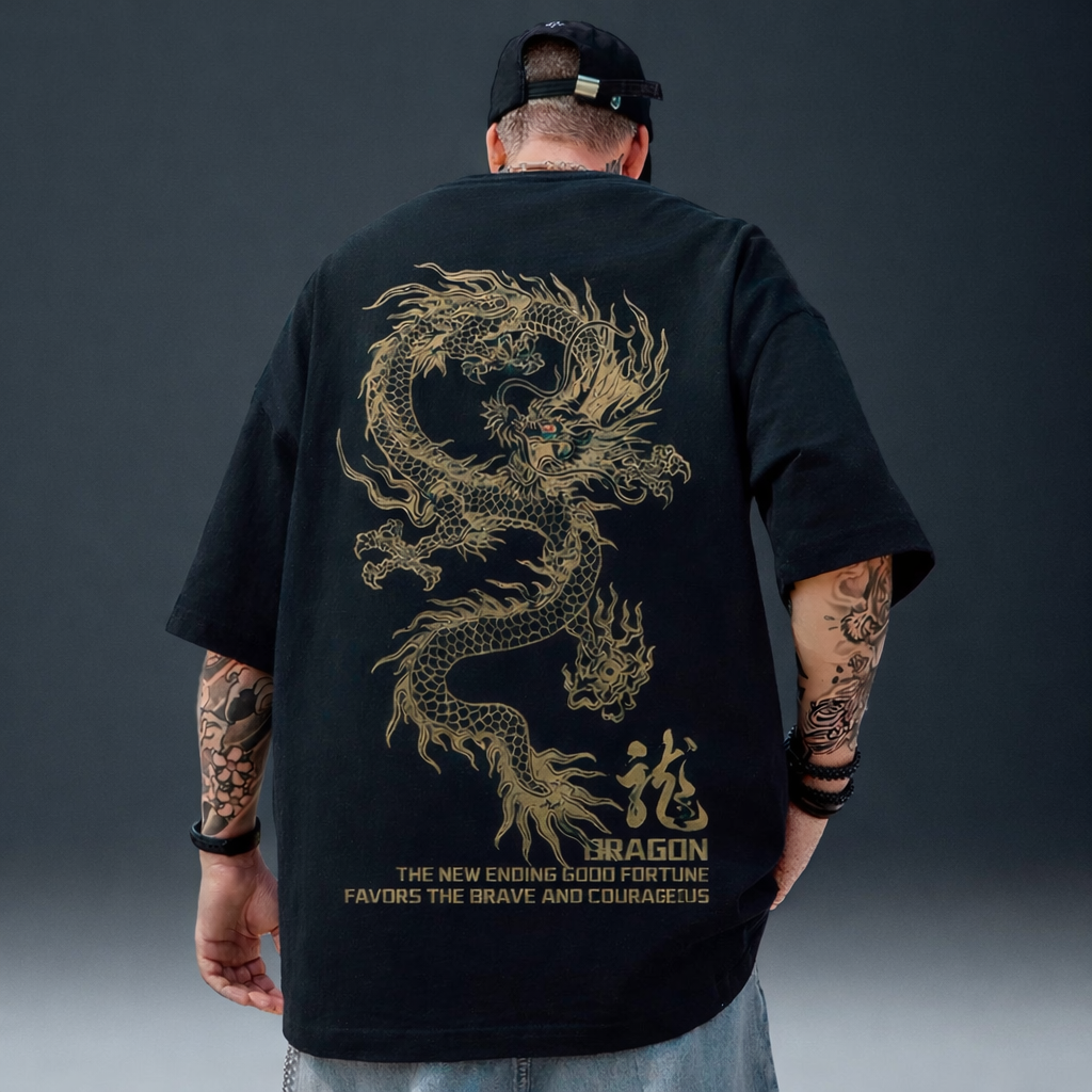 Camiseta Oversized Dragão Chines