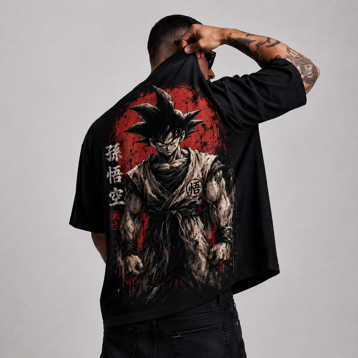 Camiseta Oversized Masculina Shadow Warrior Preta