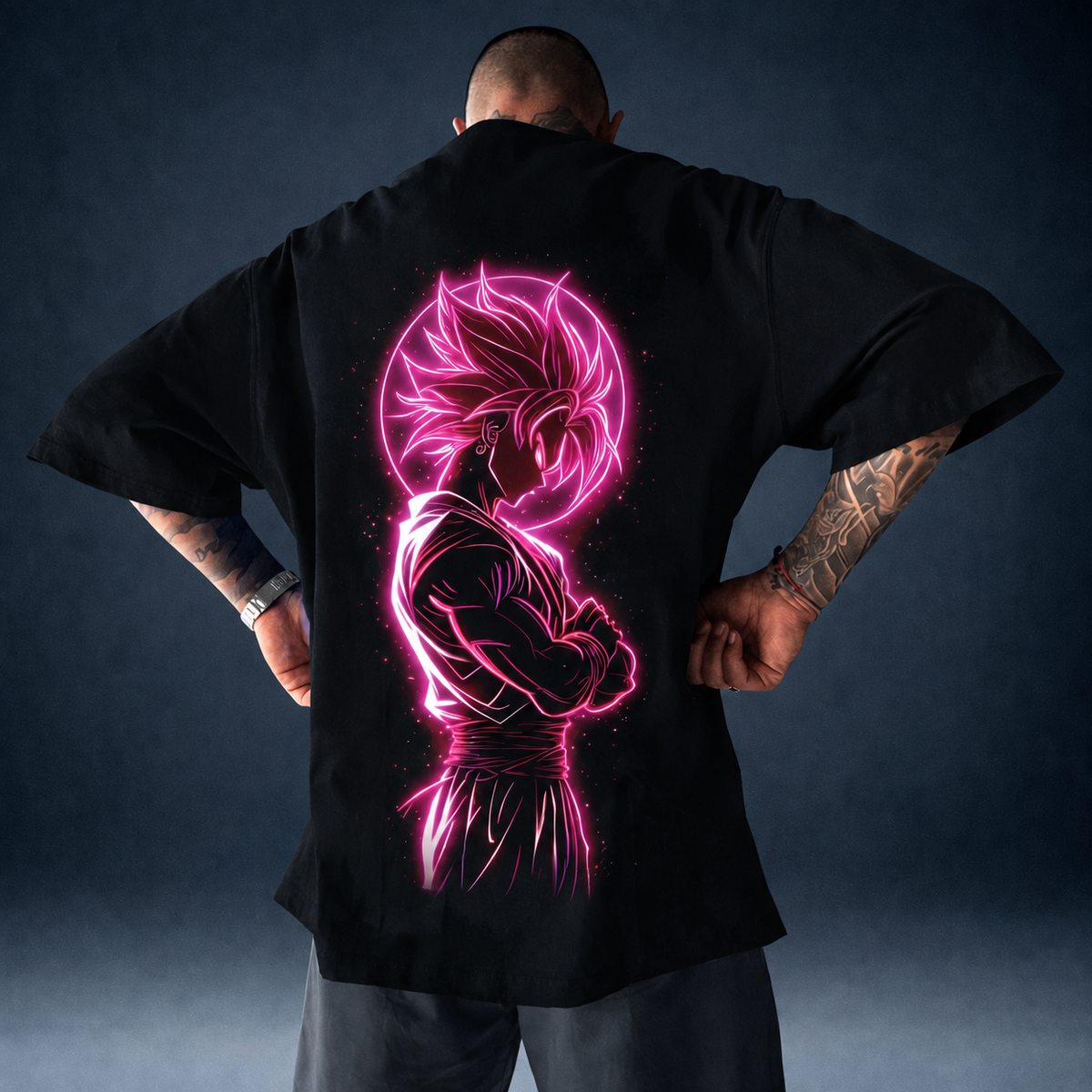 Camiseta Oversized Streetwear Golden Goku Preta