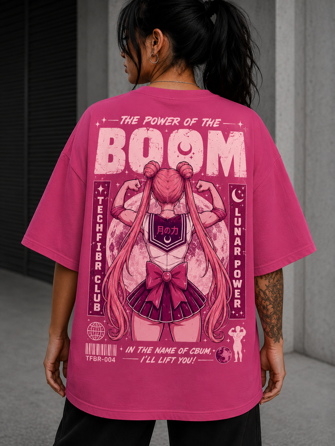 Camiseta Oversized Feminina Sailor Moon Academia TechFibr Rosa