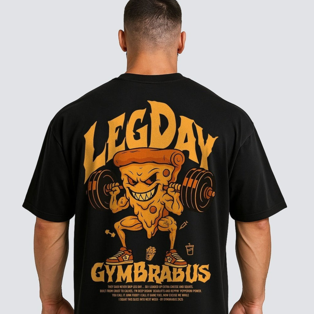 Camiseta Oversized streetwear Leg Day Pizza– techfitbr