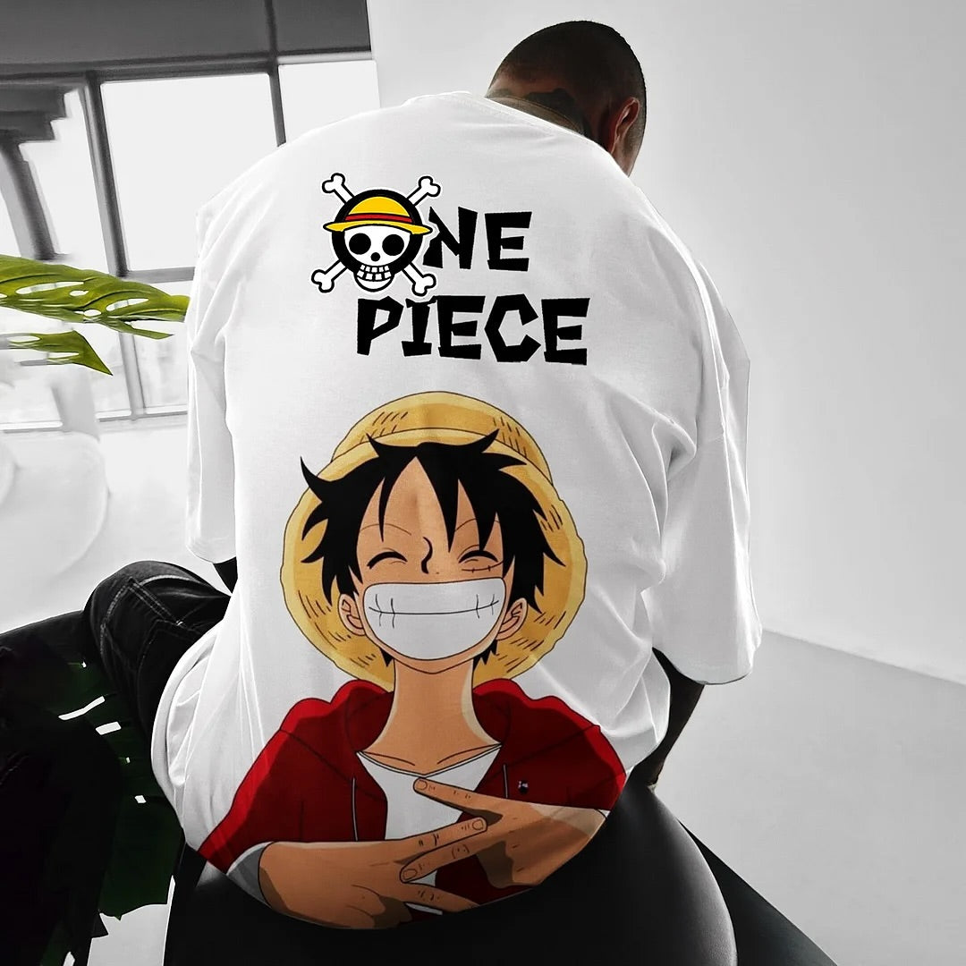 Camisa Oversized Streetwear Monkey D. Luffy Off White