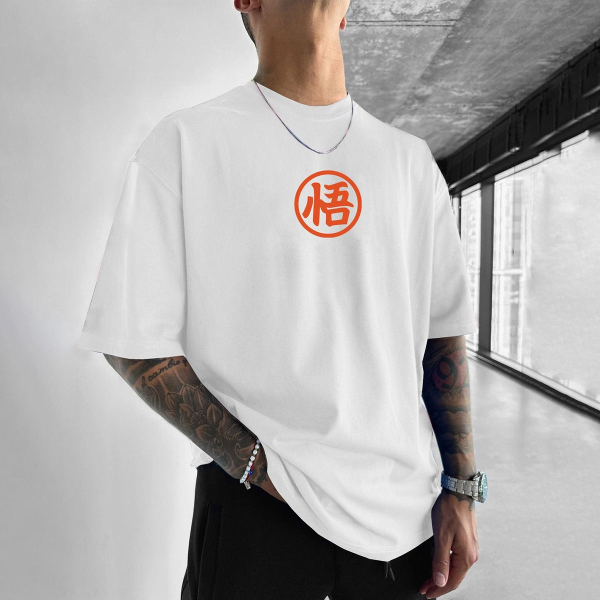 Camisa Oversized Streetwear Dragão Goku Branca