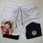 Short Dry-Fit de Compressão 2 em 1 One Piece Anime