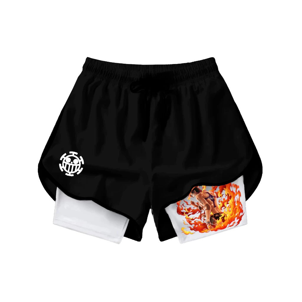 Short Dry-Fit de Compressão 2 em 1Feminino One Piece Portgas D. Ace