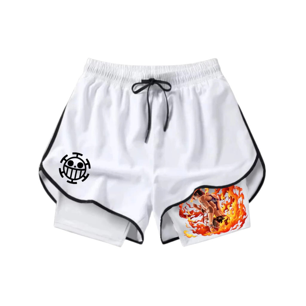 Short Dry-Fit de Compressão 2 em 1Feminino One Piece Portgas D. Ace