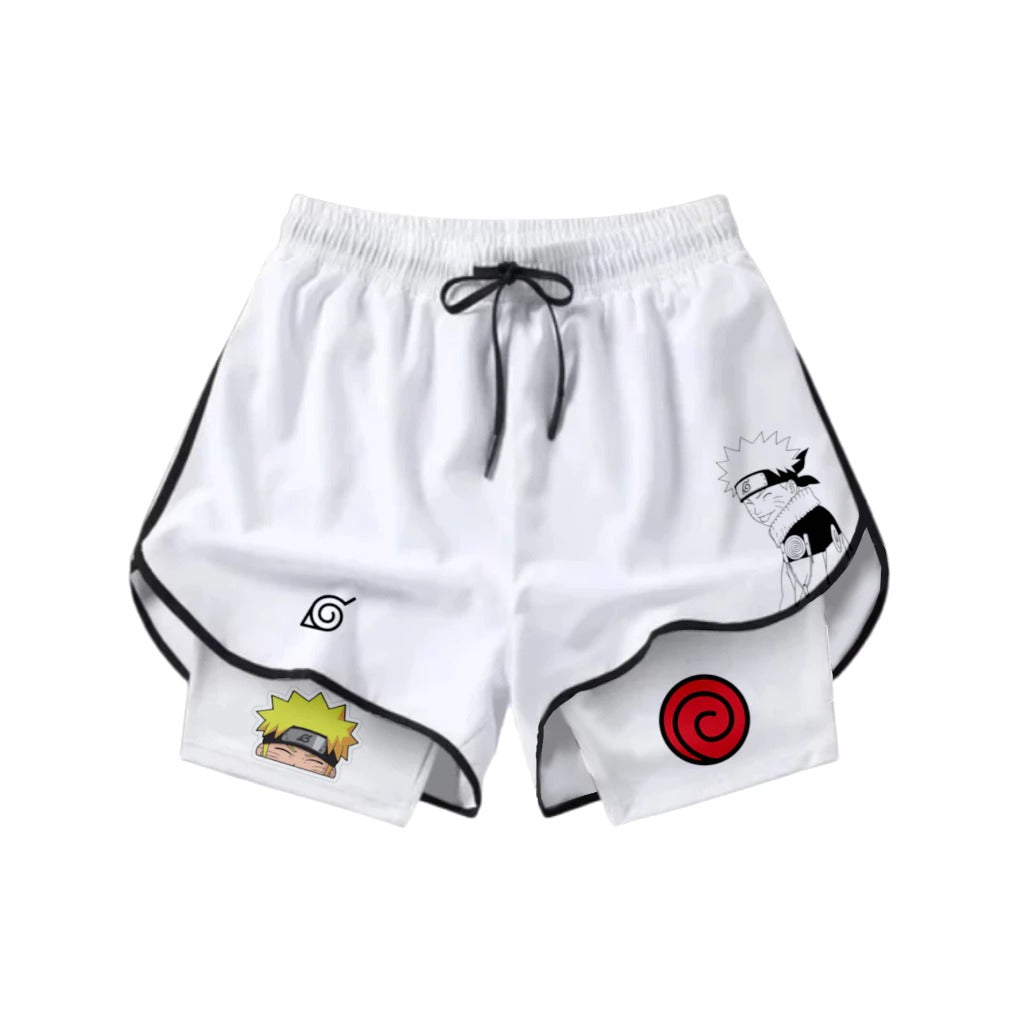 Short Dry-Fit de Compressão 2 em 1Feminino Naruto Hokage