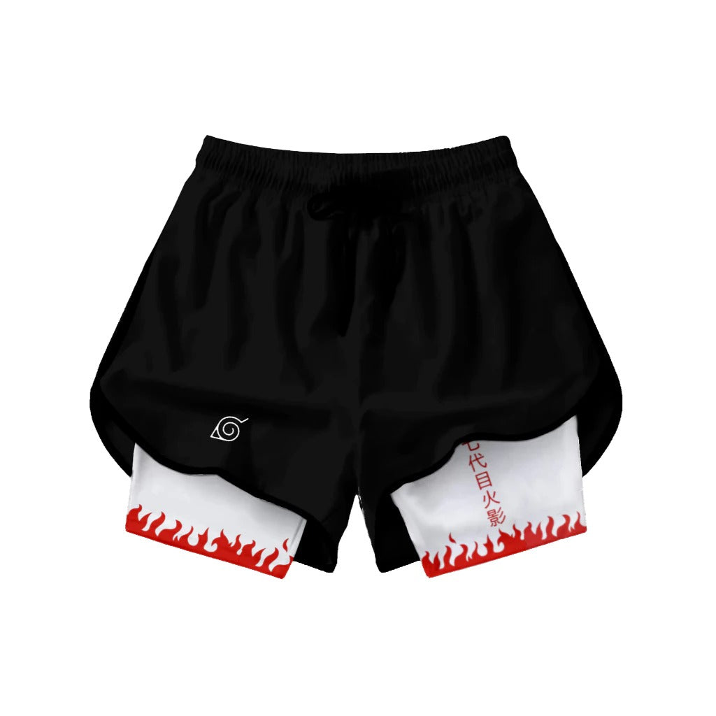Short Dry-Fit de Compressão 2 em 1Feminino Naruto Hokage