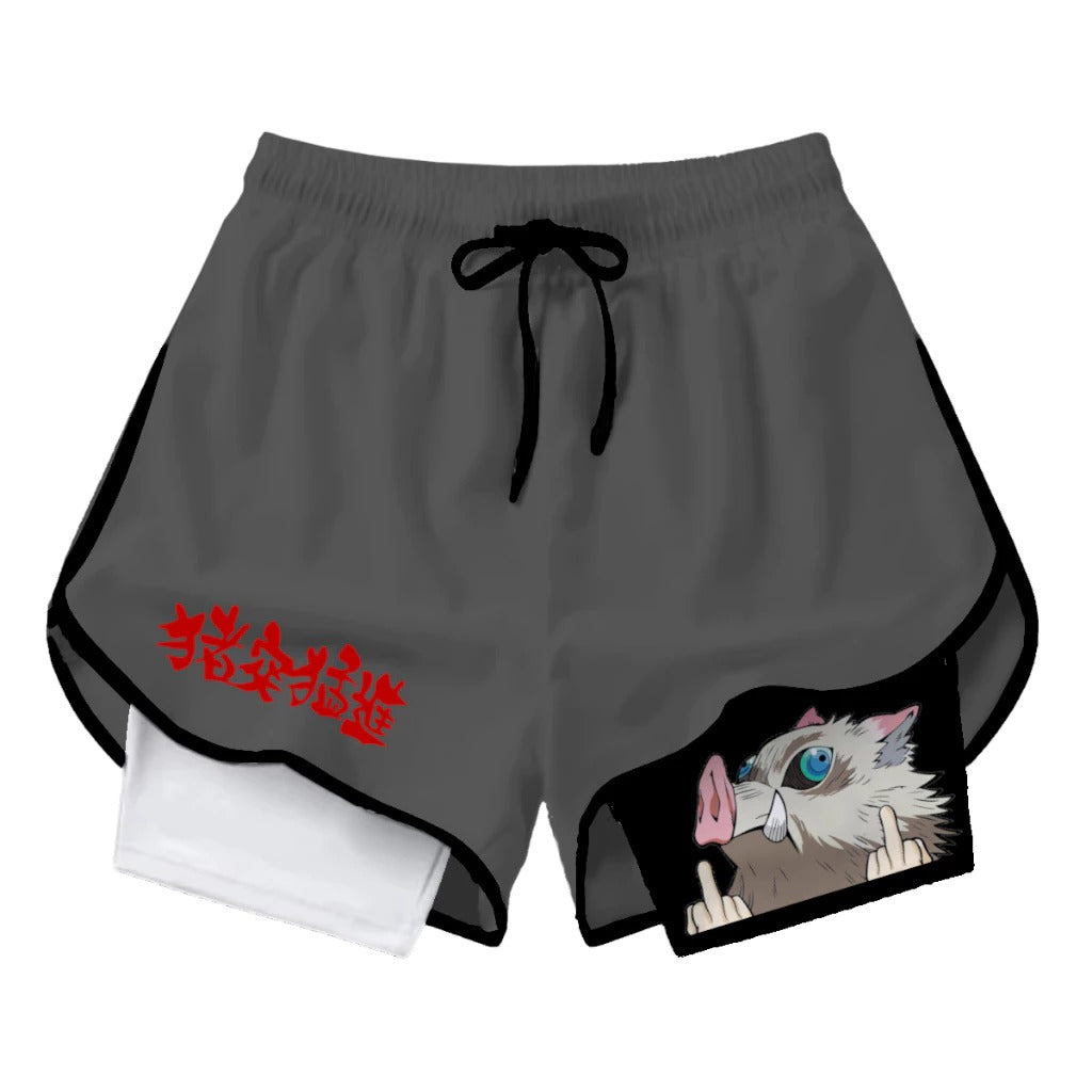 Short Dry-Fit de Compressão 2 em 1Feminino Demon Slayer