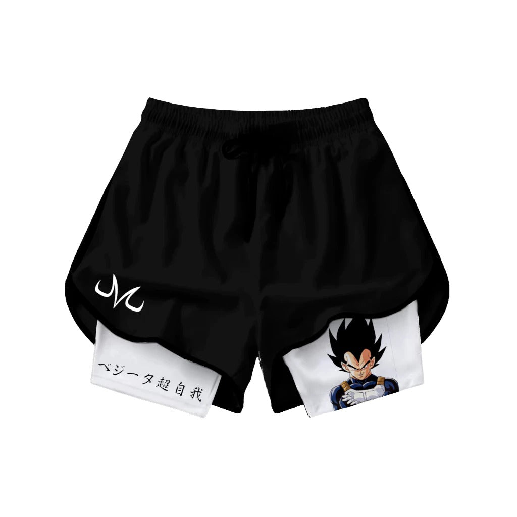 Short Dry-Fit de Compressão 2 em 1Feminino Vegeta Dragon Ball Z