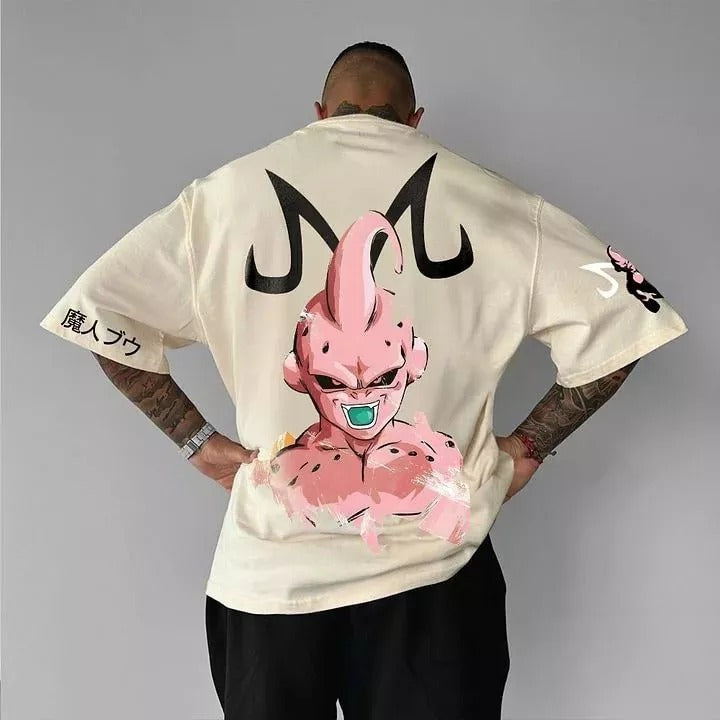 キラ様mサイズ Camisa Oversized Streetwear Plus Size Majin Boo Kid Off White