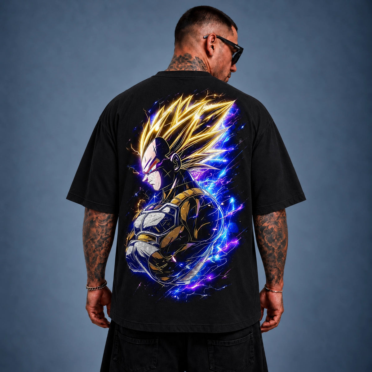 Camiseta Oversized Streetwear Vegeta Super Preta