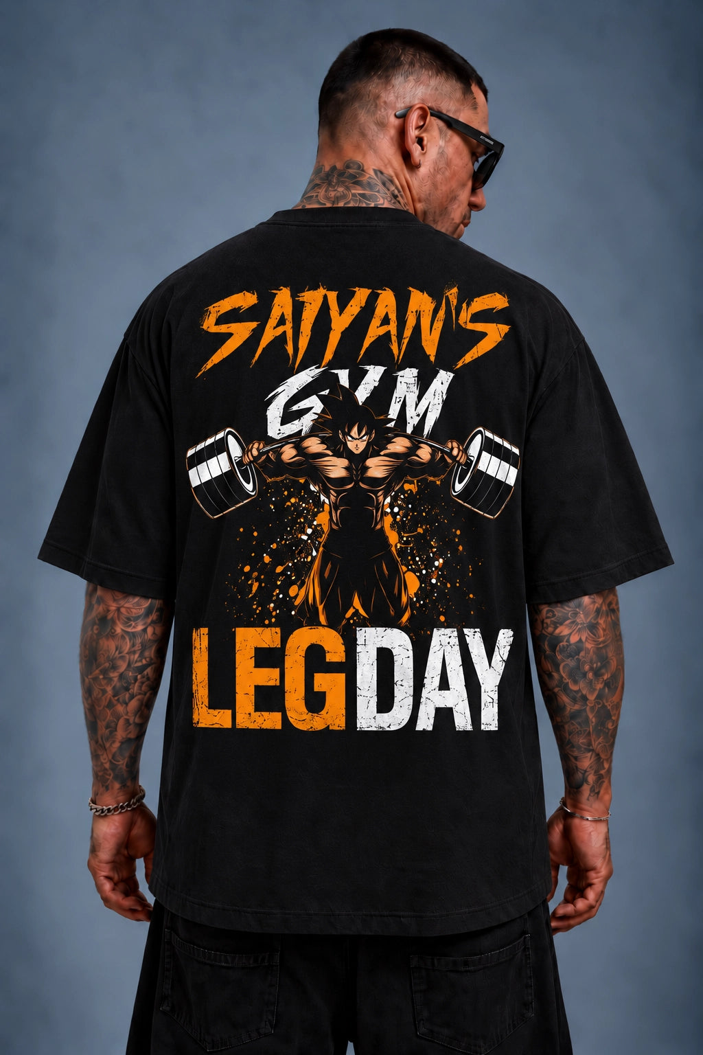 Camiseta Oversized leg dayGYM Preta