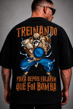 Camiseta Oversized Treinando Mestre Preto