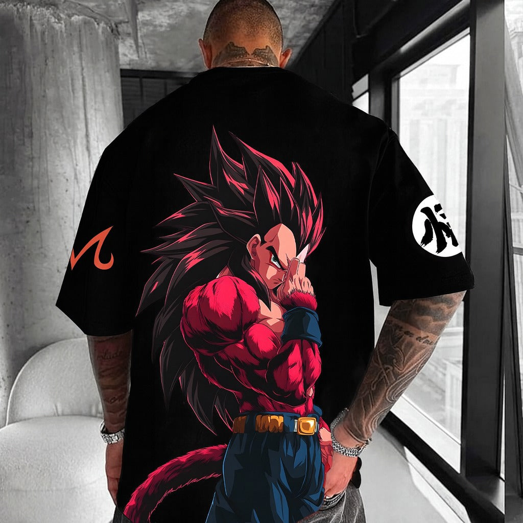 Camiseta Oversized Streetwear Vegeta Super Saiyajin 4
