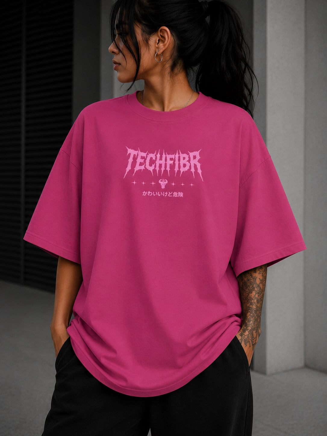 Camiseta Oversized Feminina Sailor Moon Academia TechFibr Rosa
