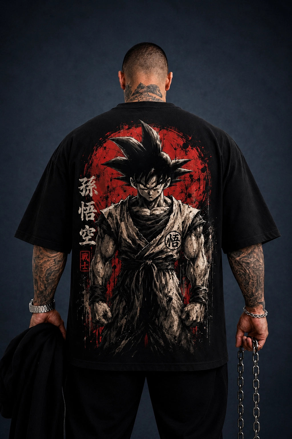 Camiseta Oversized Masculina Shadow Warrior Preta