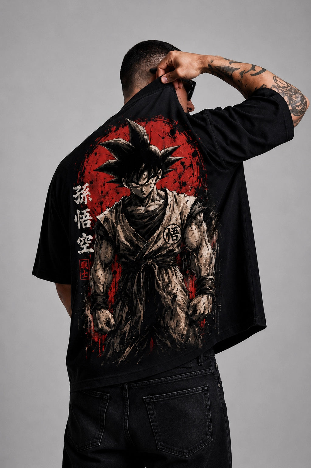 Camiseta Oversized Masculina Shadow Warrior Preta
