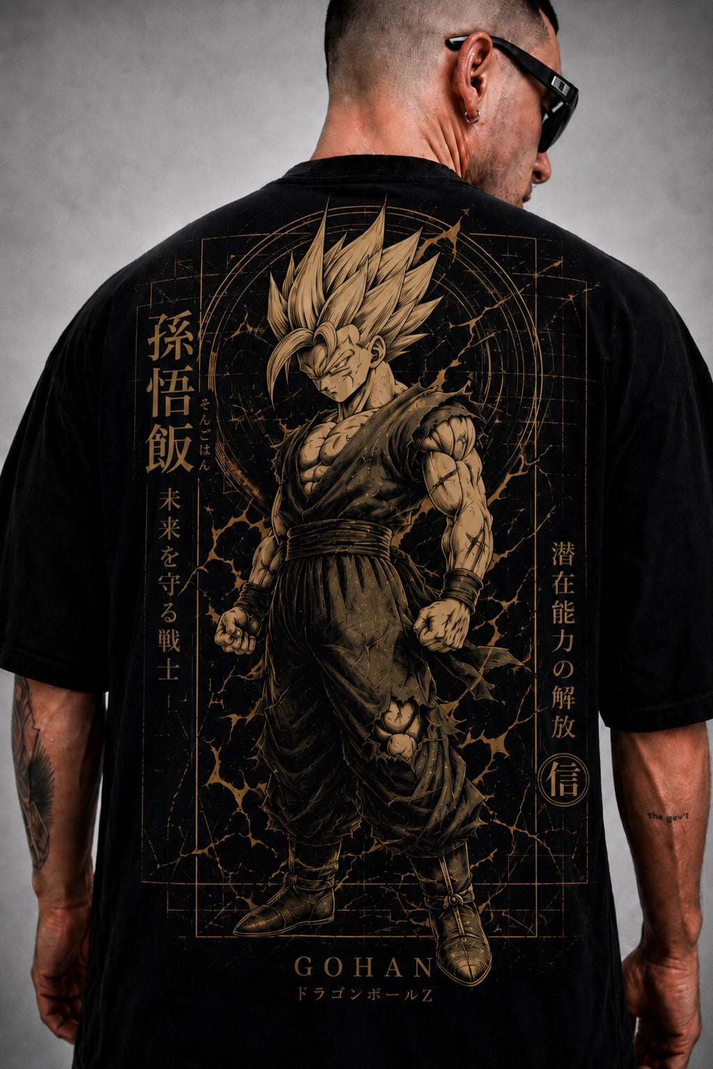 Camiseta Oversized Masculina Streetwear Guerreiro Dourado Energia Premium