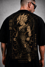 Camiseta Oversized Masculina Streetwear Guerreiro Dourado Energia Premium