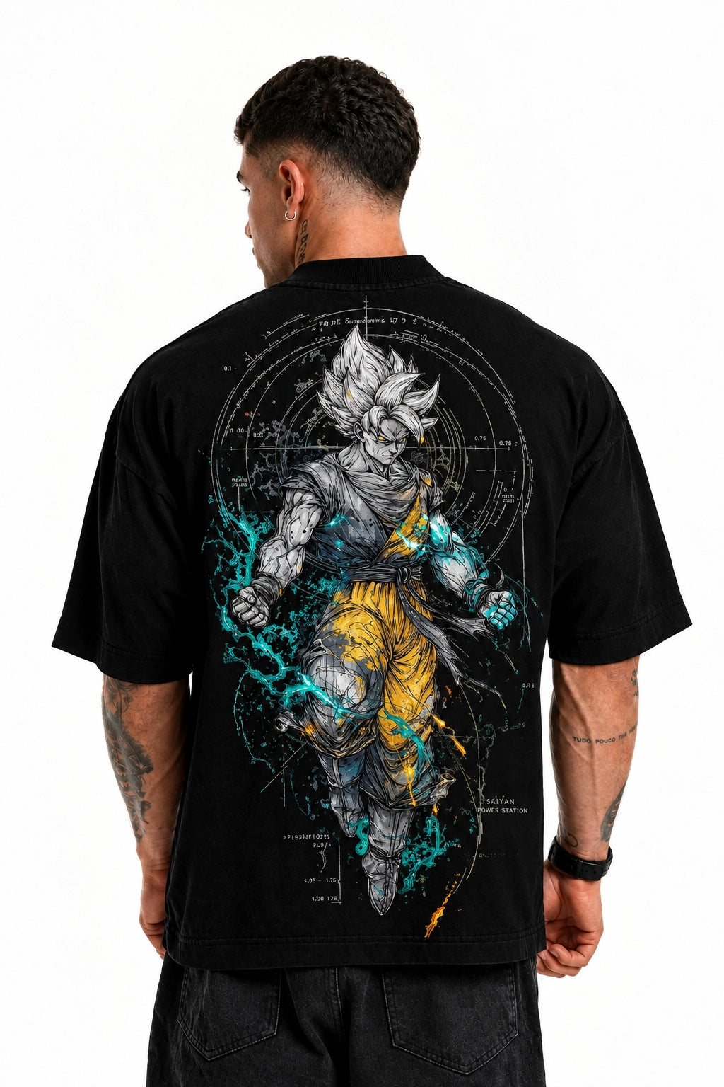 Camiseta Oversized Masculina Cyber Warrior Branca