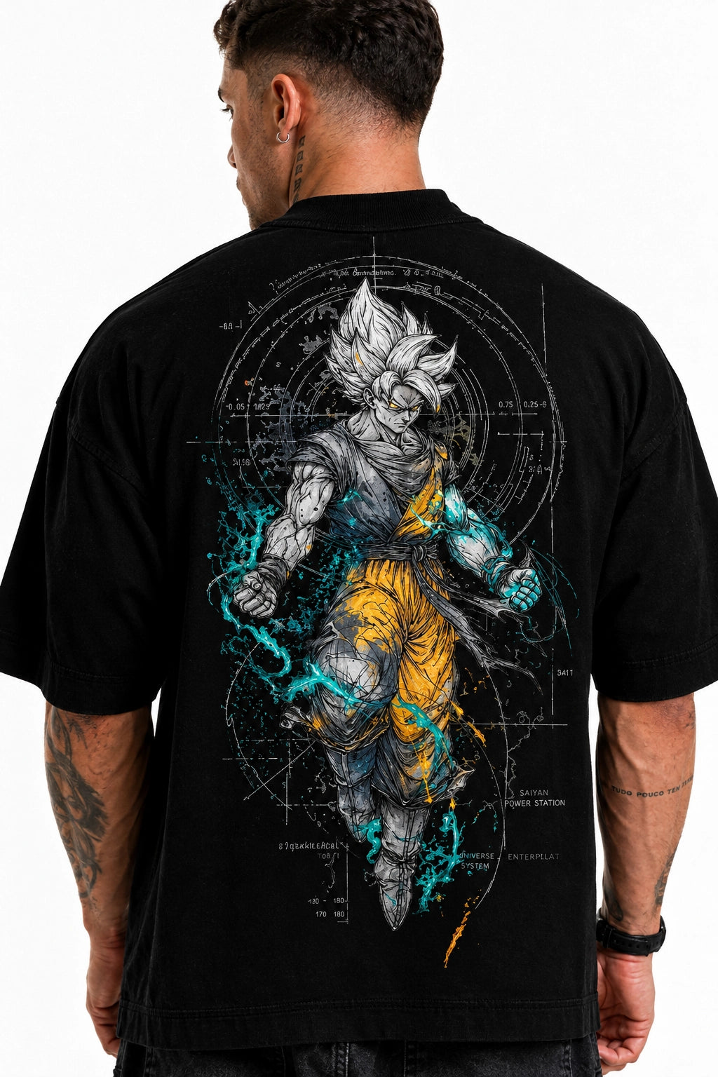 Camiseta Oversized Masculina Cyber Warrior Branca