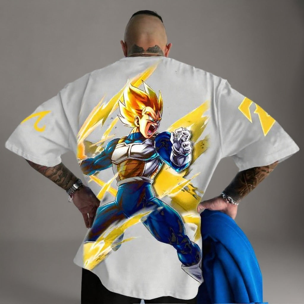 Camiseta Oversized Streetwear Vegeta Super Saiyajin Off White