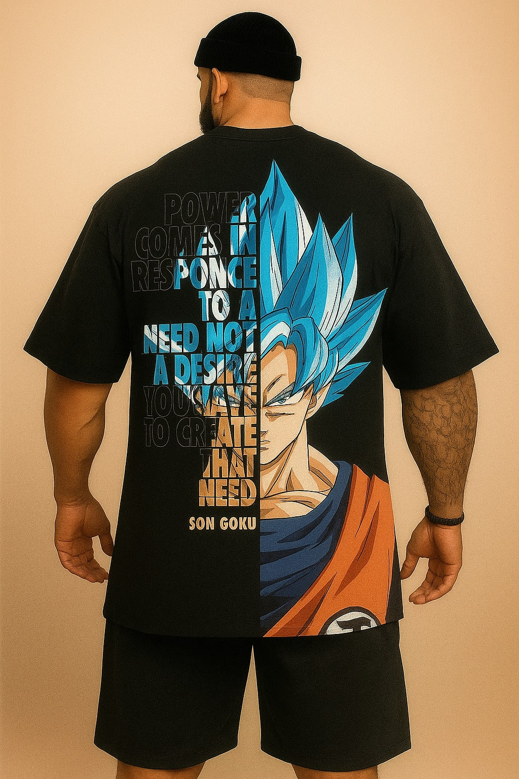 Camiseta Oversized Masculina Goku Blue