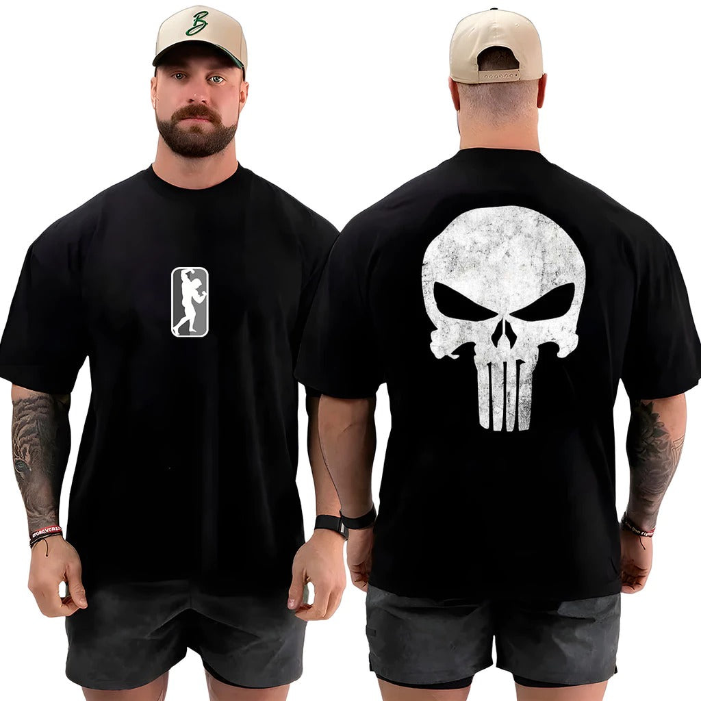 Camisa Oversized Streetwear Caveira Justiceiro