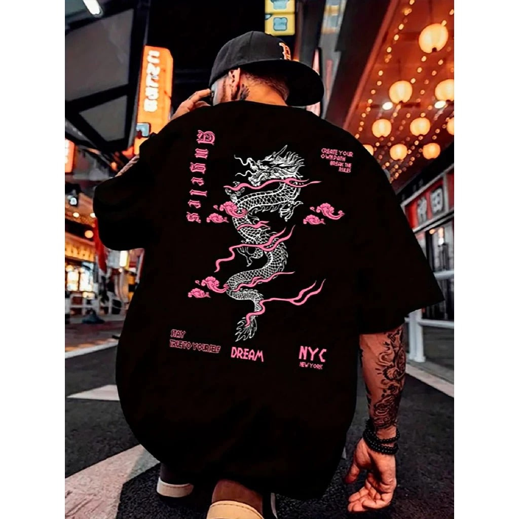 Camiseta Oversized Dragão Chines