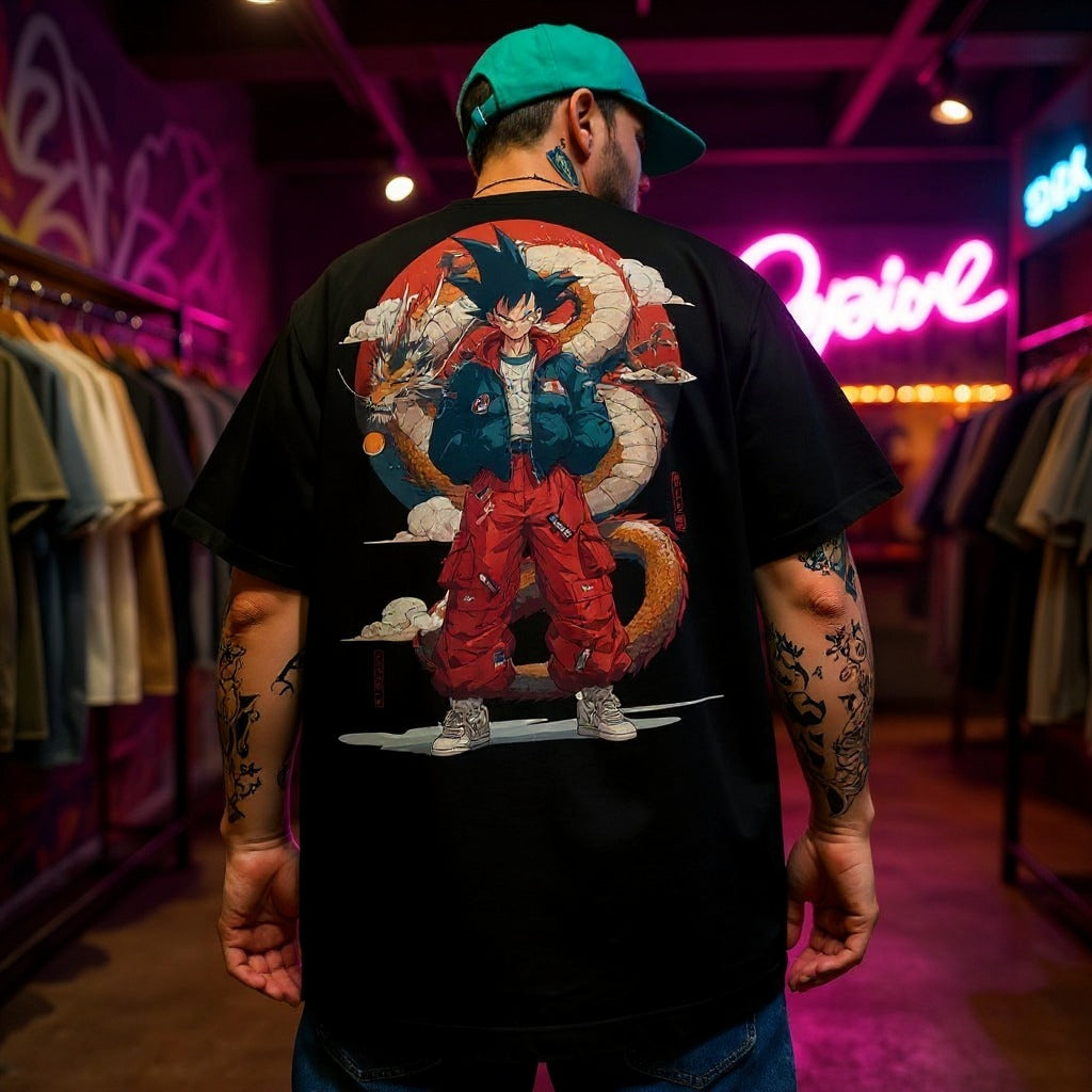 Camisa Oversized Streetwear Dragão Goku