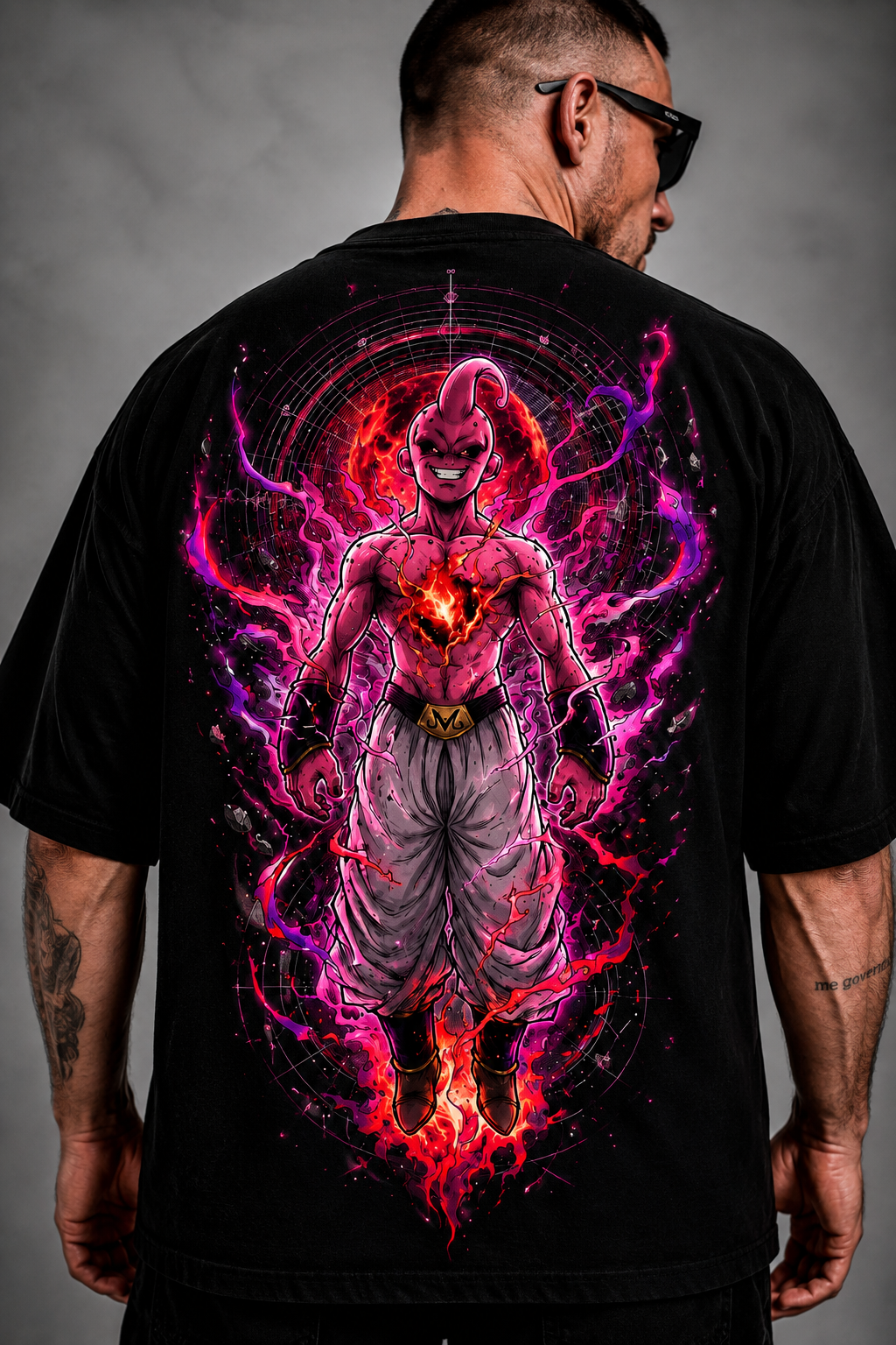 Camiseta Oversized Masculina Inferno Demon Preta e Branca