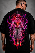 Camiseta Oversized Masculina Inferno Demon Preta e Branca