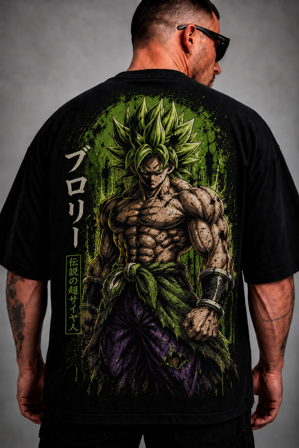 Camiseta Oversized Guerreiro Lendário Verde Masculina Preta