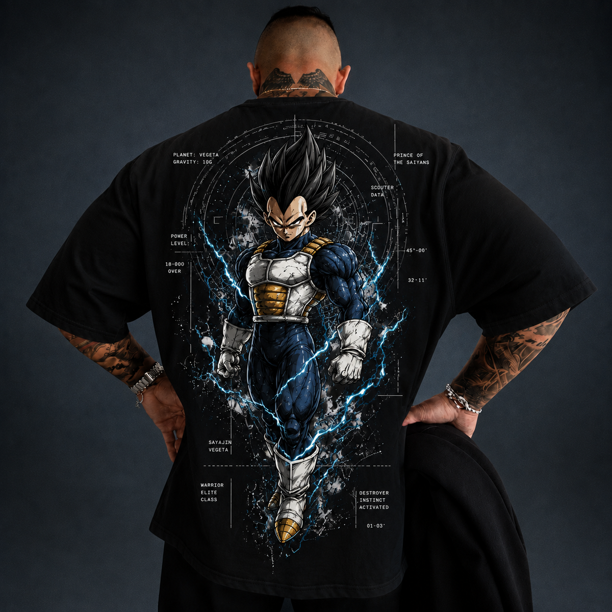Camiseta Oversized Masculina StreetwearGuerreiro Energia Azul Premium