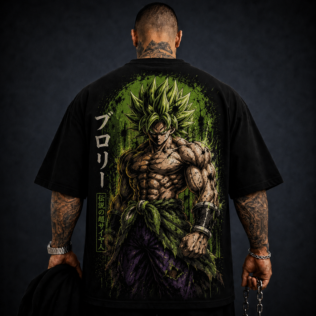 Camiseta Oversized Guerreiro Lendário Verde Masculina Preta