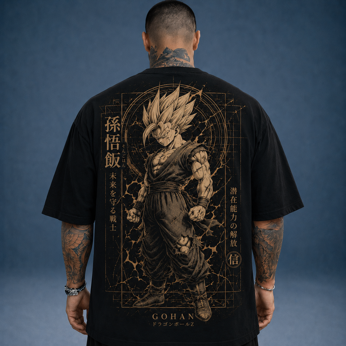 Camiseta Oversized Masculina Streetwear Guerreiro Dourado Energia Premium