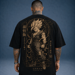 Camiseta Oversized Masculina Streetwear Guerreiro Dourado Energia Premium