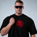Camiseta Oversized Anime Guerreiro Supremo Streetwear Masculina Preta