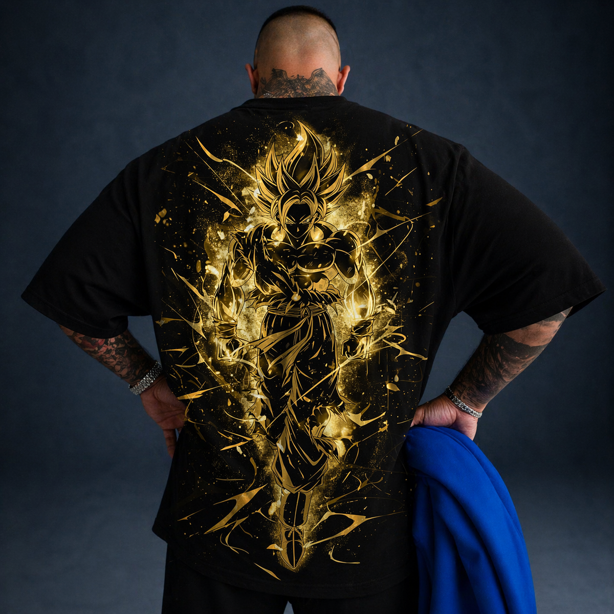 Camiseta Oversized Son Goku semi Deus All Black