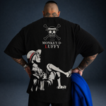 Camiseta Oversized Streetwear Monkey D.LuffyPreta