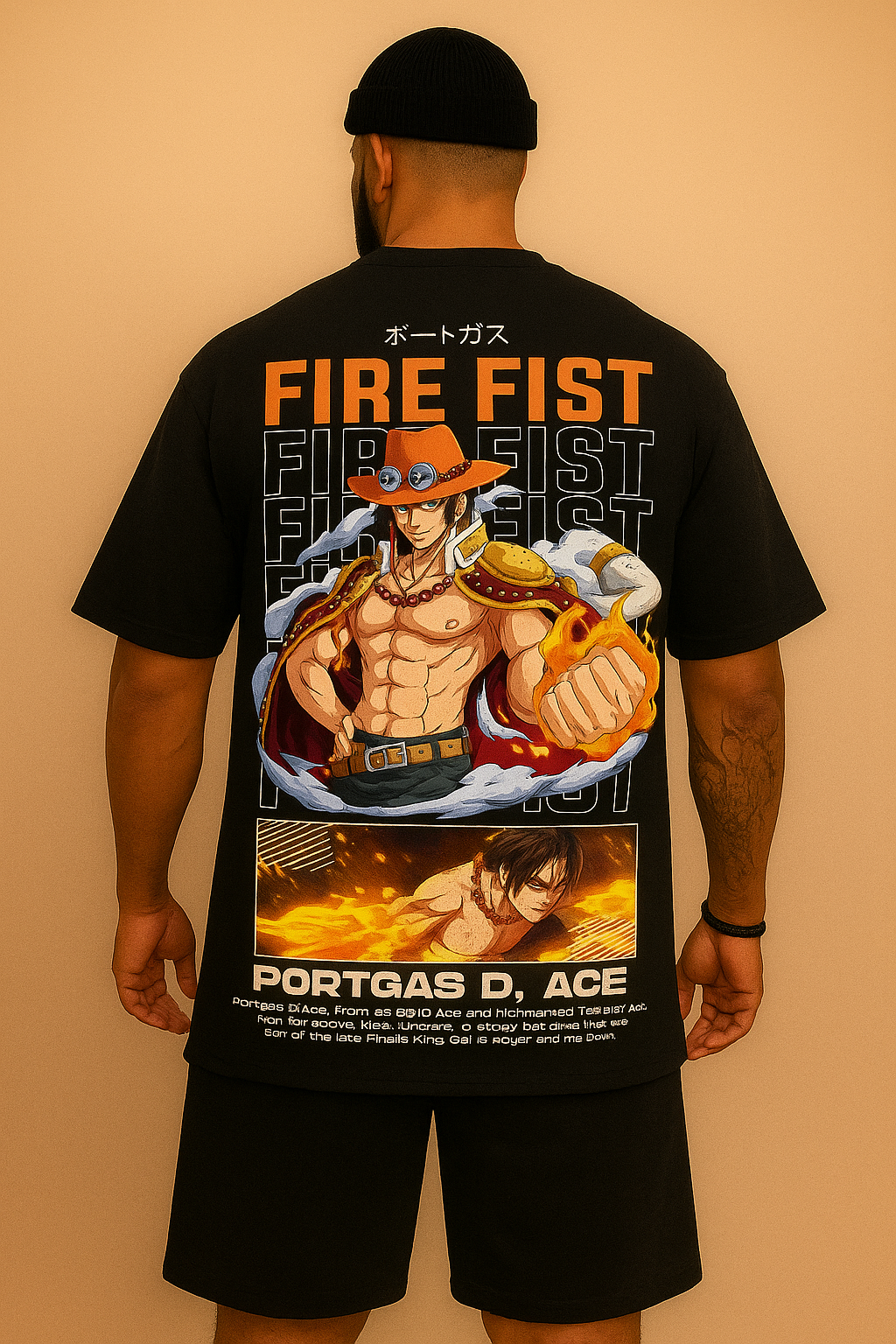 Camiseta Oversized Streetwear Portgas D. Ace Fiste