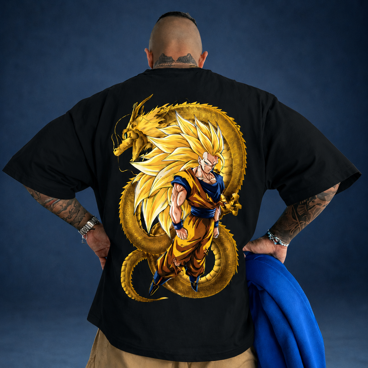 Camiseta Oversized Streetwear Son Goku Super saiyajin 3 Black