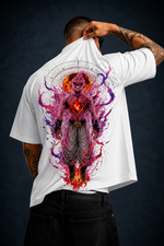 Camiseta Oversized Masculina Inferno Demon Preta e Branca
